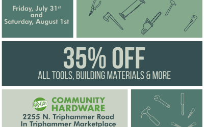 35% Off Sale At ReUse Community Hardware This Friday and Saturday!