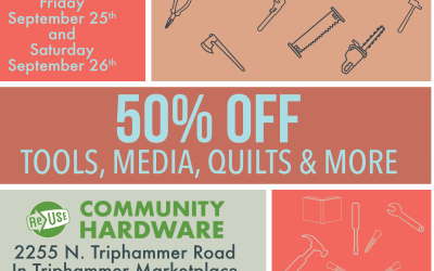 50% Off Sale At ReUse Community Hardware This Friday and Saturday!