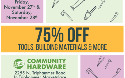 75% Off Sale At ReUse Community Hardware This Friday and Saturday!