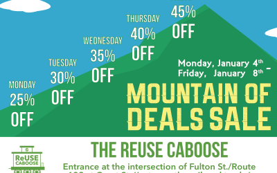 Come Shop The “Mountain” of Deals Sale at The ReUse Caboose!