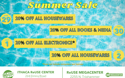 Leap Into Summer Sale At Ithaca ReUse Center & ReUse MegaCenter