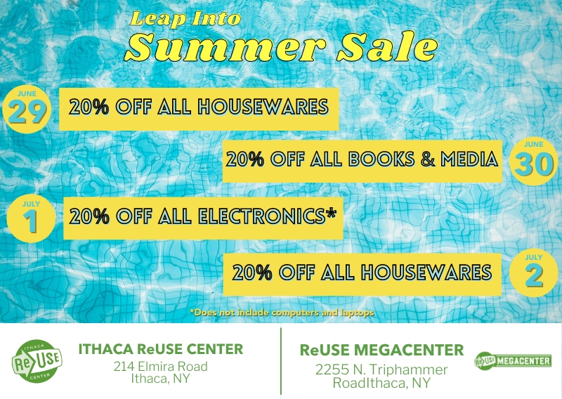 Leap Into Summer Sale At Ithaca ReUse Center & ReUse MegaCenter