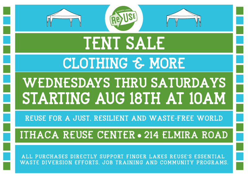 Tent Sale At Ithaca ReUse Center Wednesdays to Saturdays