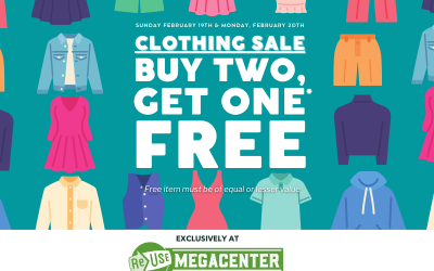Buy Two, Get One Free Clothing Sale At ReUse MegaCenter
