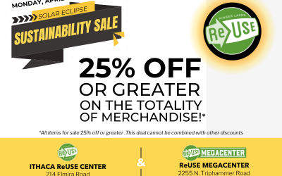 Solar Eclipse Sustainability Sale: All items for sale 25% off or greater at both locations!