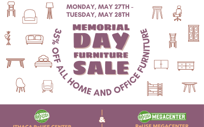 35% Off All Furniture At Both ReUse Locations On Monday and Tuesday