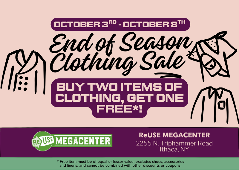 End of Season Clothing Sale At ReUse MegaCenter!