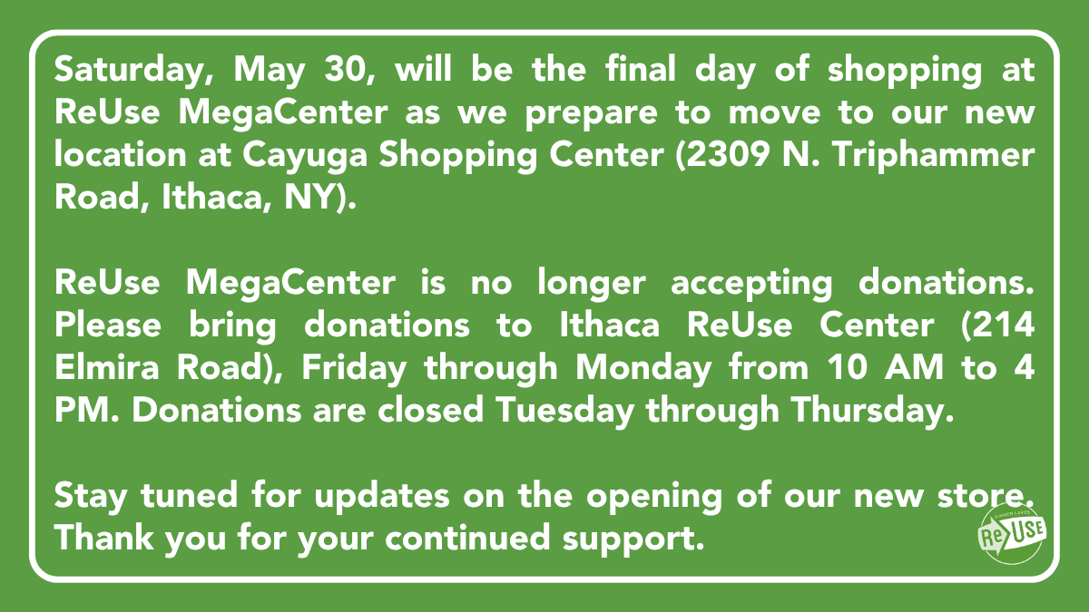 Our Donation Acceptance Areas and Tent Sale are closed at both locations today, June 7th ; Our ReUse Centers remain open for shopping. Thank you for your understanding. (1200 x 675 px)